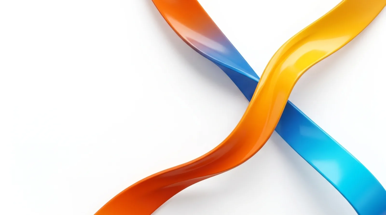Orange and blue ribbons crossing — the xMotion mark in motion